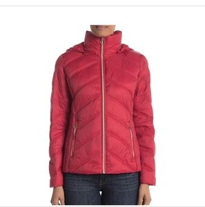 Michael Kors Women’s Red Quilted Puffer Jacket Medium | Lightweight Warm Winter